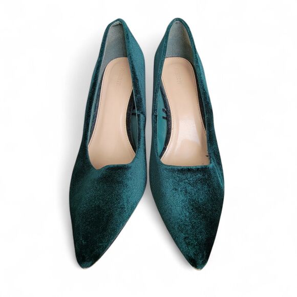 Forever 21 Green Velvet Women's Heels Size 8.5 Pumps Cocktail Party Glam Wedding - Picture 2 of 7